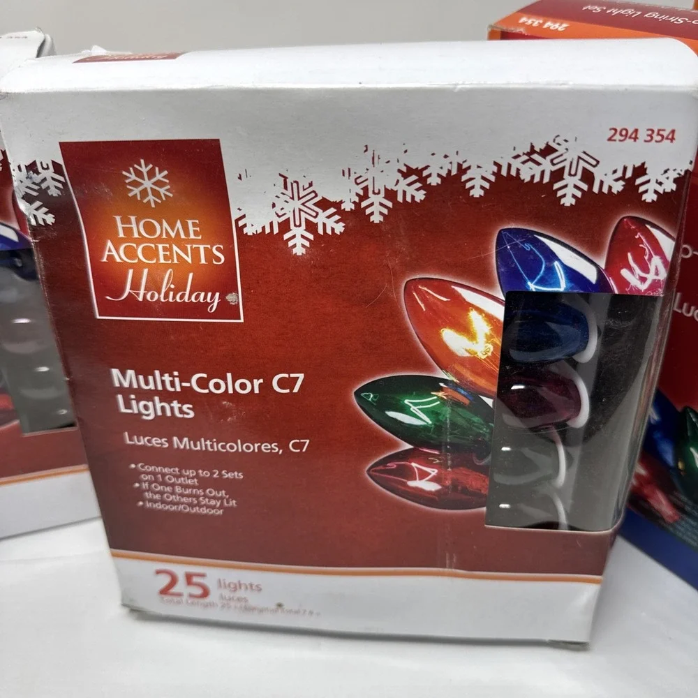5Home Accent C7 Multi Color 25' 25CT Incandescent Christmas Lights  NEW & TESTED